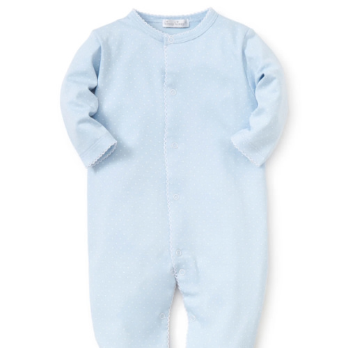 Blue/White New Kissy Dots Print Footie