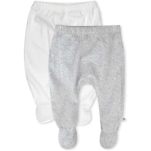 HonestBaby 2-Pack Footed Pants Roomy Fit Pull on Bottoms 100% Organic Cotton for Infant Baby Boys, Girls, Unisex