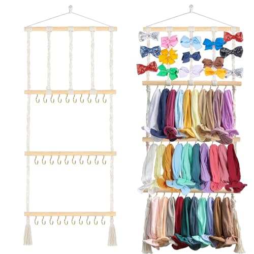 ALinmo Headband Holder Hair Bows Organizer for Girls, Baby Headbands Hair Accessories Organizer Storage Wall Hanging Decor for Toddler Girls Room