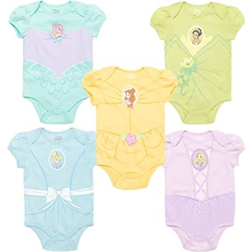 Disney Princess Ariel Cinderella Aurora Baby Girls Bodysuits and Headband Newborn to Infant