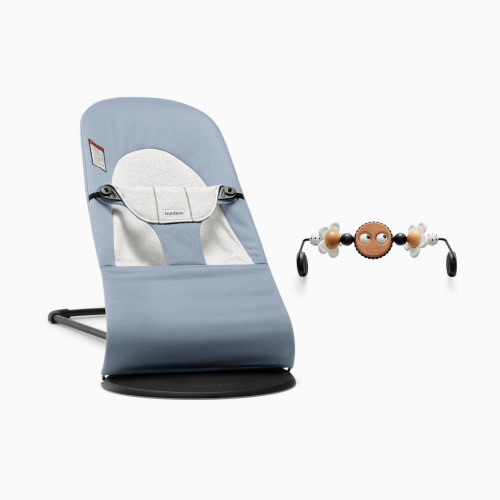 BabyBjörn Bouncer Balance Soft and Toy Bar Bundle - Blue/Bw Googly Eyes