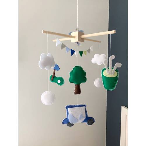 Baby Mobile golf, golfing nursery, golf baby decor, custom Baby crib mobile, baby boy mobile, kids room decor, nursery decor golf, boy room
