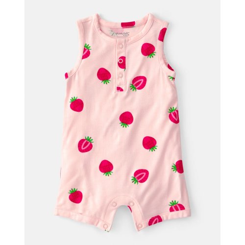 Baby Girl Strawberry PurelySoft Romper - Pink | Carter's