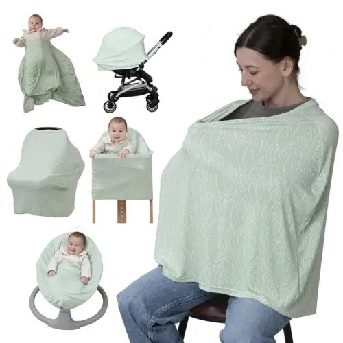 BabbleRoo Nursing Cover for Breastfeeding –95% Viscose Muslin, 5% Spandex, Soft & Breathable Baby Essentials | Newborn Essentials Breastfeeding Covers for Nursing, Multi-Use for Car Seat & High Chair