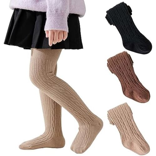 Jormatt Baby Girls Tights Seamless Thick Cotton Cable Knit Leggings Stockings Toddler Pantyhose, 0-6 Years