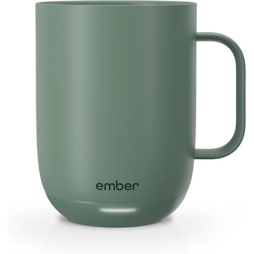 Ember Temperature Control 14oz Smart Mug 2, App-Controlled and Rechargeable Heated Coffee Cup Warmer with Intelligent LED Display, Sage Green.
