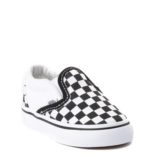Vans Slip-On Checkerboard Skate Shoe - Baby / Toddler - Black / White | Journeys