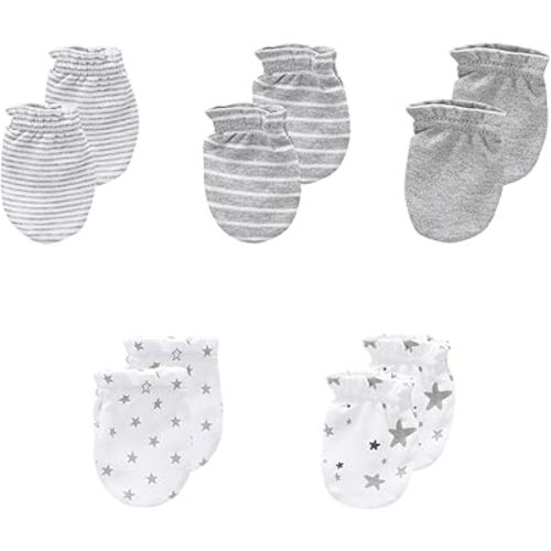 5 Pack Unisex New Born Boy Girls No Scratch Mittens Cotton Soft Baby Gloves Accessory 0-3 Months Baby Essentials