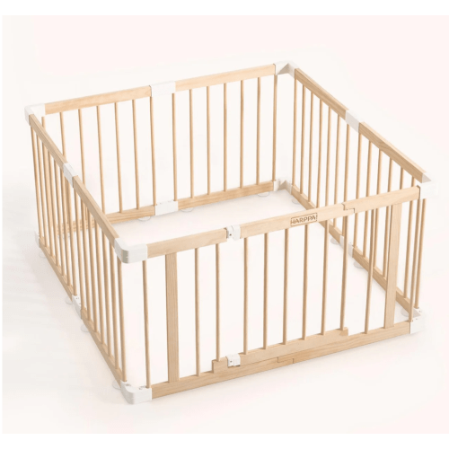 HARPPA Baby Gate Playpen, DIY Foldable Wooden Play Gate, Non-Toxic Foldable Wooden Play Yard for Babies & Toddlers, Adjustable DIY Baby Fence, Large & Small Safe Play Area, Easy-Assembly Natural Finish Indoor Playpen, DIY Playpen Foldable Wooden Playpen,