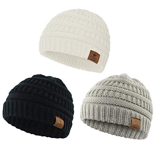 Durio Soft Warm Knitted Baby Hats Caps Cute Cozy Chunky Winter Infant Toddler Baby Beanies for Boys Girls