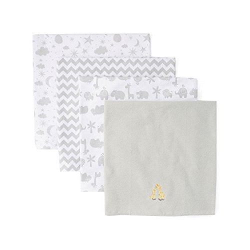 Spasilk Baby 4 Pack 100% Cotton Flannel Receiving Blanket