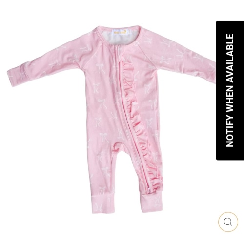 Frill Zip Romper | White Bows – Little and Fern
