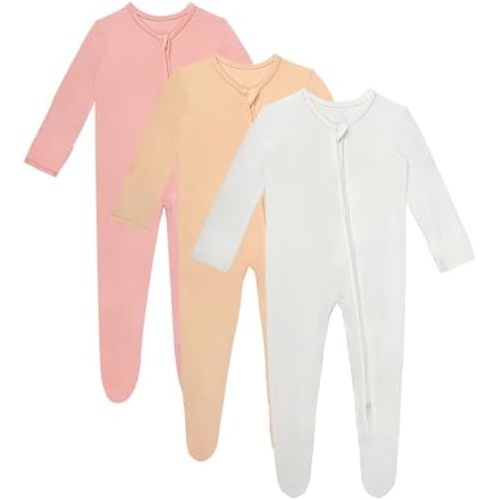 3 Pcs Baby Long Sleepers Pajamas One Piece Footies Rompers