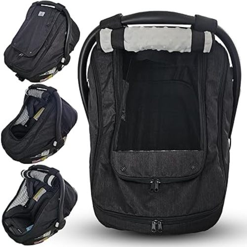 Waterproof Baby Car Seat Cover | Windproof Carseat Cover for Babies | Infant Car Seat Canopy for Boys and Girls | Black