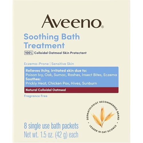 Aveeno Soothing Bath Treatment for Eczema, Colloidal Oatmeal, 8 ct