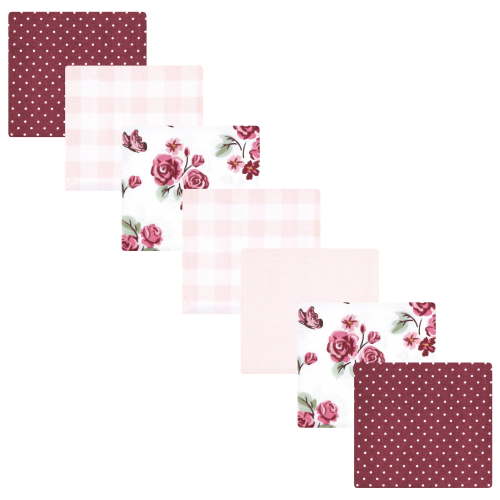 Luvable Friends Hudson Baby Flannel Receiving Blankets 7pk, Rose Garden
