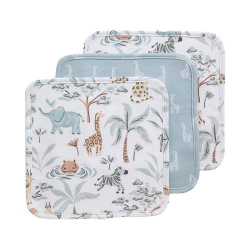3 Pack Organic Wash Cloths - Wild Safari