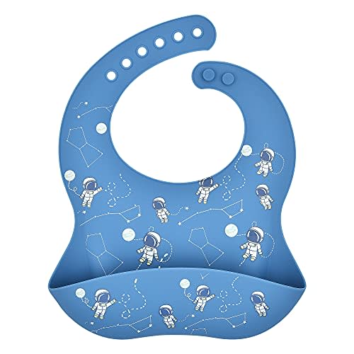 GAJIGAJI Waterproof Silicone Baby Bib, Easy Clean Quick Drying Soft and Comfortable Feeding Bucket Bib, Keep Stain off
