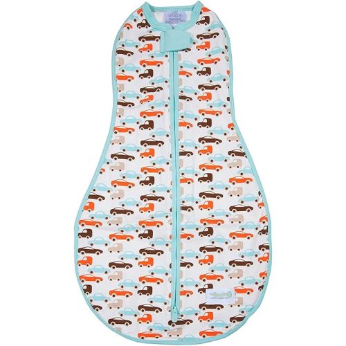 Woombie Original Baby Swaddling Blanket - Soothing, Cotton Baby Swaddle with Zipper - Wearable Newborn Blanket, Boys and Toys, 5-13 lbs