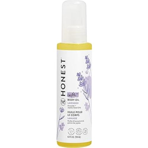 The Honest Company Lavender Infused Calming Body Oil , Gentle for Baby , Organic, Plant-Based, Hypoallergenic , 4.0 fl oz