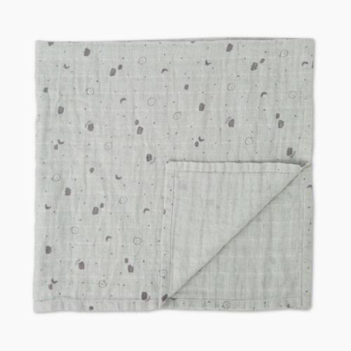 MORI Pre-Washed Burp Cloth & Muslin Swaddle - Grey, Medium
