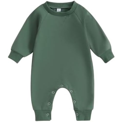 Newborn Infant Baby Boy Girl Clothes Solid Color Long Sleeve Romper Jumpsuit One Piece Bodysuit Fall Winter Outfit