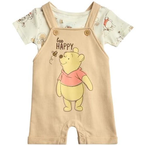 Disney Baby Boys Shorts Set - 2 Piece Spiderman Mickey Mouse Cars Winnie the Pooh Shortall Romper Shirt Short Set (0-3M-24M)