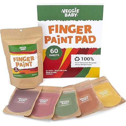 Finger Paints for Toddlers, Vegan Art Pad 60 Sheets, Made in USA