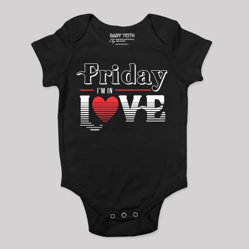 Friday I&#39;m in Love Valentine&#39;s Day Baby Bodysuit, the Cure, Robert Smith, 80s, new wave, goth baby