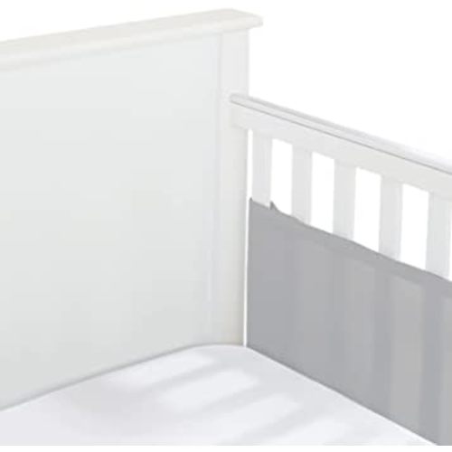 BreathableBaby Breathable Mesh Liner for Full-Size Cribs, Classic 3mm Mesh, Gray (Size 2FS Covers 2 Sides)