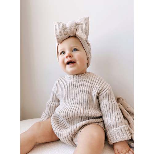 Luna + Luca Chunky Rib Romper - Heather Beige