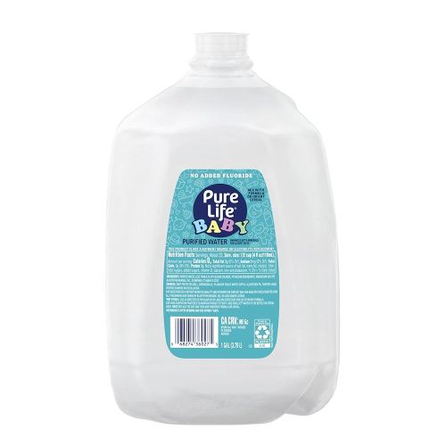 Pure Life Baby Purified Water, No Added Fluoride, 1 Gallon Jug, Side Handle
