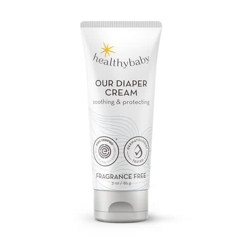 HealthyBaby Our Diaper Cream | Hypoallergenic Zinc Oxide & Squalane Diaper Cream | Fragrance Free, EWG Verified + Non-GMO, 3 oz