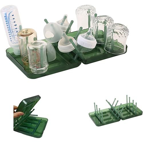 Space - Saving Foldable Travel Bottle Drying Rack with 16 Ribs for efficient Drying,Portable and Suitable for Baby Bottles, Breast Pumps, and Other Feeding Accessories,Great for Daily use