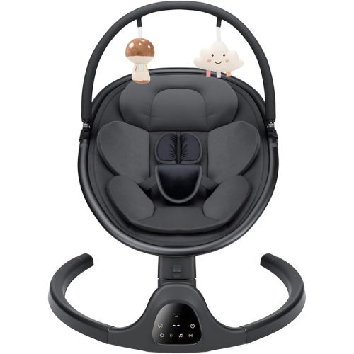 Baby Swing for Infants, Infant Swing with 5 Swing Speed, Built-in Soothe Melodies, 5-Point Harness, Electric Infant Swing with Bluetooth for Indoor & Outdoor Use (Black)