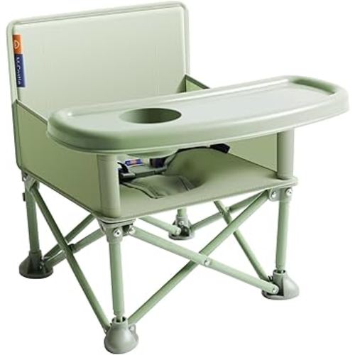 New Portable Travel Booster Seat with Tray|Foldable Infant Seat Booster Dining Chair|Great for Camping, Beach, Lawn|Toddler, Child Camping Chair 6 Months - 3 Years Old (Green)