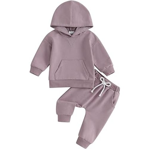 AEEMCEM Toddler Baby Boy Girl Clothes Solid Color Hoodie Sweatshirt Top and Jogger Pants Set 2 Piece Fall Winter Outfits