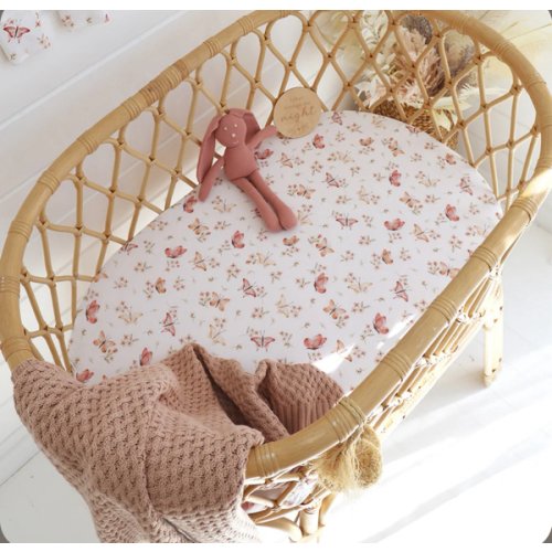 Butterfly Organic Fitted Bassinet Sheet & Change Pad Cover | Snuggle Hunny