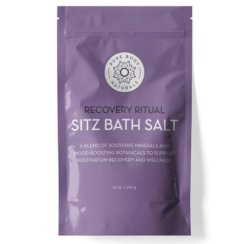 Pure Body Naturals Sitz Bath Salt – Postpartum Care and Hemorrhoid Comfort – Natural Soak for Self Care and Hemorrhoid, Post Partum Essentials, 32 Oz
