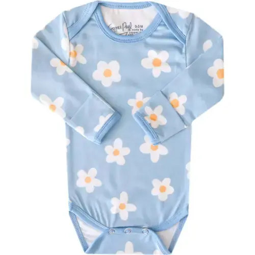 Ultra Soft Long Sleeve Overlap Shoulders Bodysuit, Della - Copper Pearl Rompers | Maisonette