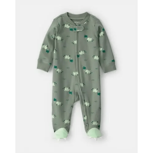 Baby Boy Dinosaur 2-Way Zip 100% Cotton Sleep & Play Pajama - Green | Carter's