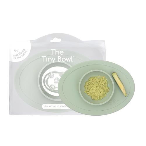 ezpz Tiny Bowl (Sage) - Silicone Suction Placemat + Bowl for Infants - 6 Months+ - Baby Led Weaning Supplies - Fits All Highchair Trays