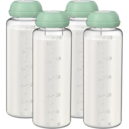 4pcs 12oz Breastmilk Storage Bottles Container Compatible with Momcozy Portable Breast Milk Cooler 12oz, Fit for Dr. Brown’s and Most Other Narrow Baby Bottle Nipples, BPA-Free & Leakproof