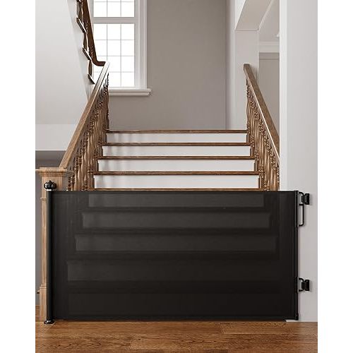 Cumbor 76" Extra Wide Dog Gate for The House, Retractable Gates for Stairs One-Hand Open, 34" Tall Extra Wide Pet Gate, Long Safety Gates for Doorways, Kitchen, Puppy Gate Indoor/Outdoor(Black)