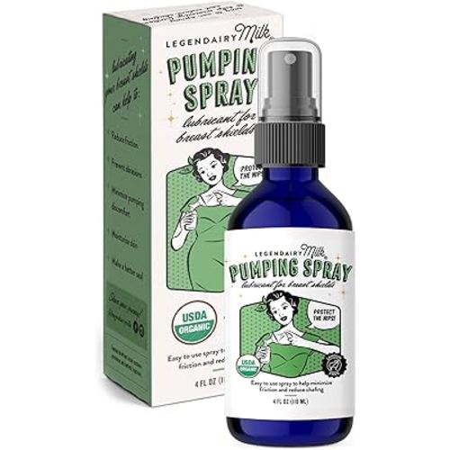 Legendairy Milk Pumping Spray 4 oz., Helps Sore Nipples & Clogged Ducts, Organic Lubricant for Breast Shields and Flanges, Vegan Breast Pump Spray, Natural & Lanolin-Free, Made in USA