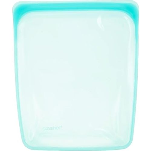 Stasher Premium Silicone Reusable Food Storage Half Gallon Bag, Aqua, Microwave, Sous Vide, Dishwasher, Oven and Freezer Safe, BPA Free, Leak-free, Eco-friendly, 64 Oz