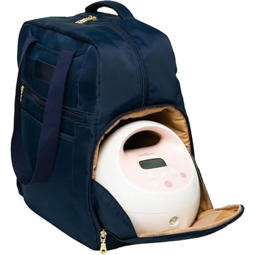 Sarah Wells Kelly Breast Pump Backpack & Tote - Insulated Pocket, Laptop Sleeve & Easy-Clean Design, Fits All Pumps, Diaper Bag for Moms (Indigo)