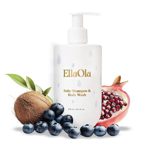 ELLAOLA Tear Free Baby Shampoo & Body Wash - Organic, Hypoallergenic Baby + Kid Soap Hydrates & Nourishes While Gently Cleansing Sensitive Skin, Fragrance Free | 10.1 fl. oz.
