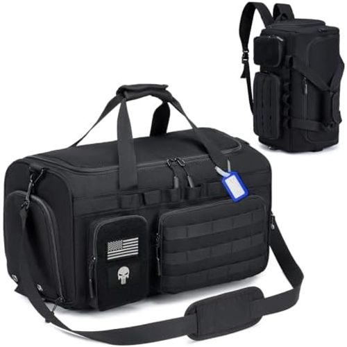 Duffle Bag for Travel Large Duffle Backpack Deployment Bag with Backpack Straps 3 In 1 Tactical Military Backpack with Shoe Compartment Football Weekender Gym Bag for Overnight Traveling Sport