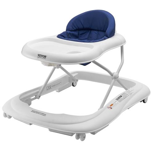 VEVOR Baby Walker, Foldable Baby Walkers and Activity Center on Wheels, 3-Level Height Adjustable Toddler Infant Walker with Feeding Tray, Anti-Rollover Activity Walker Helper for Boy Girl 6-12 Months